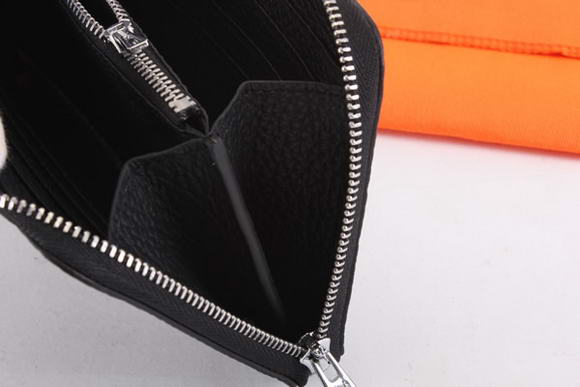 1:1 Quality Hermes Togo Leather Perforated Zippy Wallet 9032 Black Replica - Click Image to Close